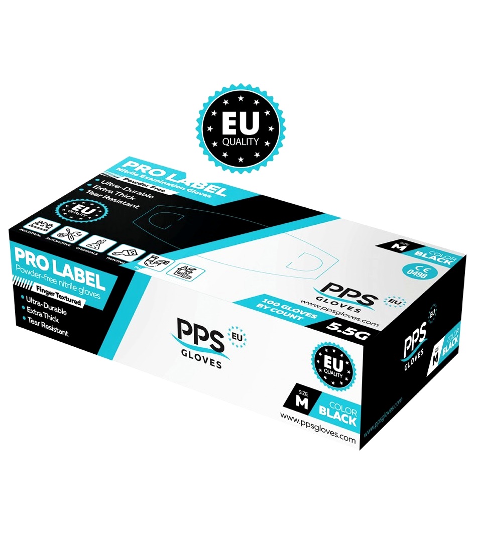 Mănuși de unica folosință din nitril PPS NITRILE BLACK PF 5.5G