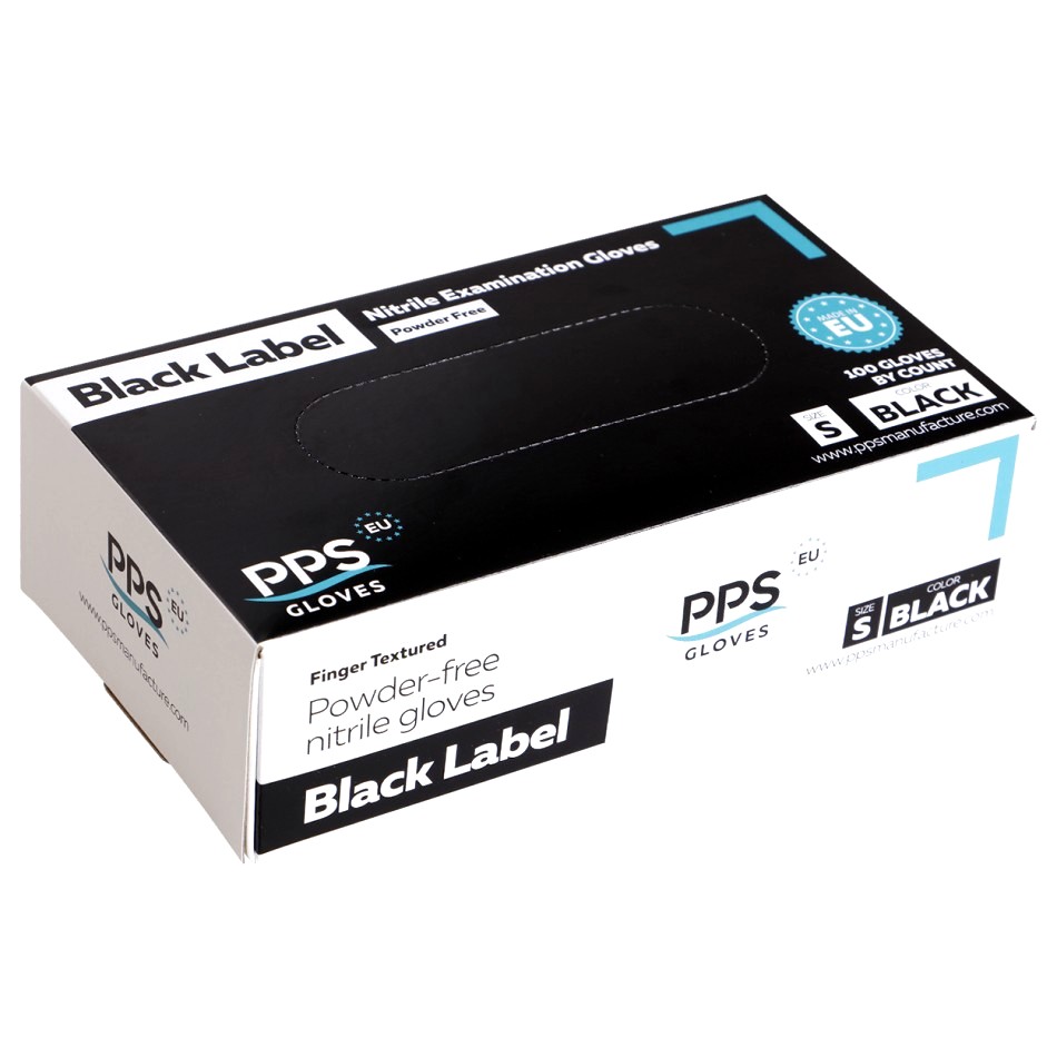 Mănuși de unică folosință din nitril PPS NITRILE BLACK PF - 100 buc.