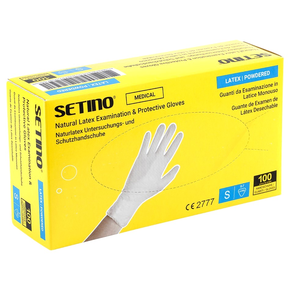 Mănuși din latex de unică folosință SETINO LATEX ALB P