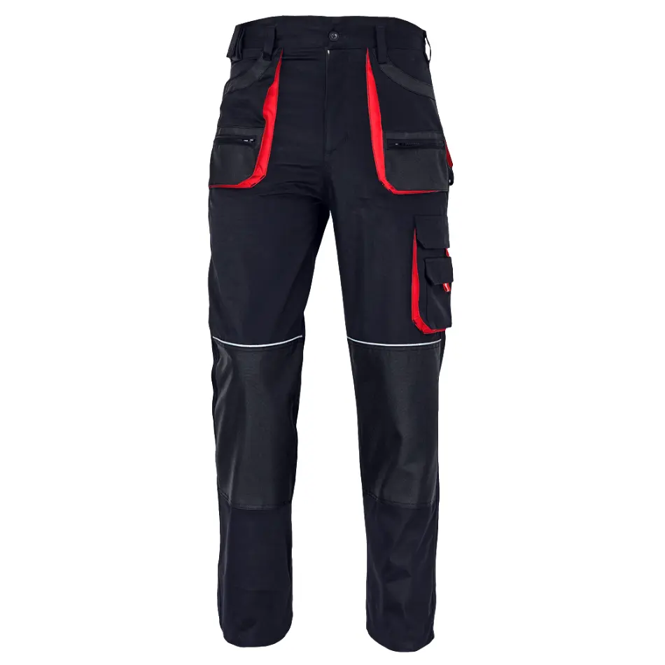 CARL Pantaloni bicolori, multi-buzunare Negru-Rosu