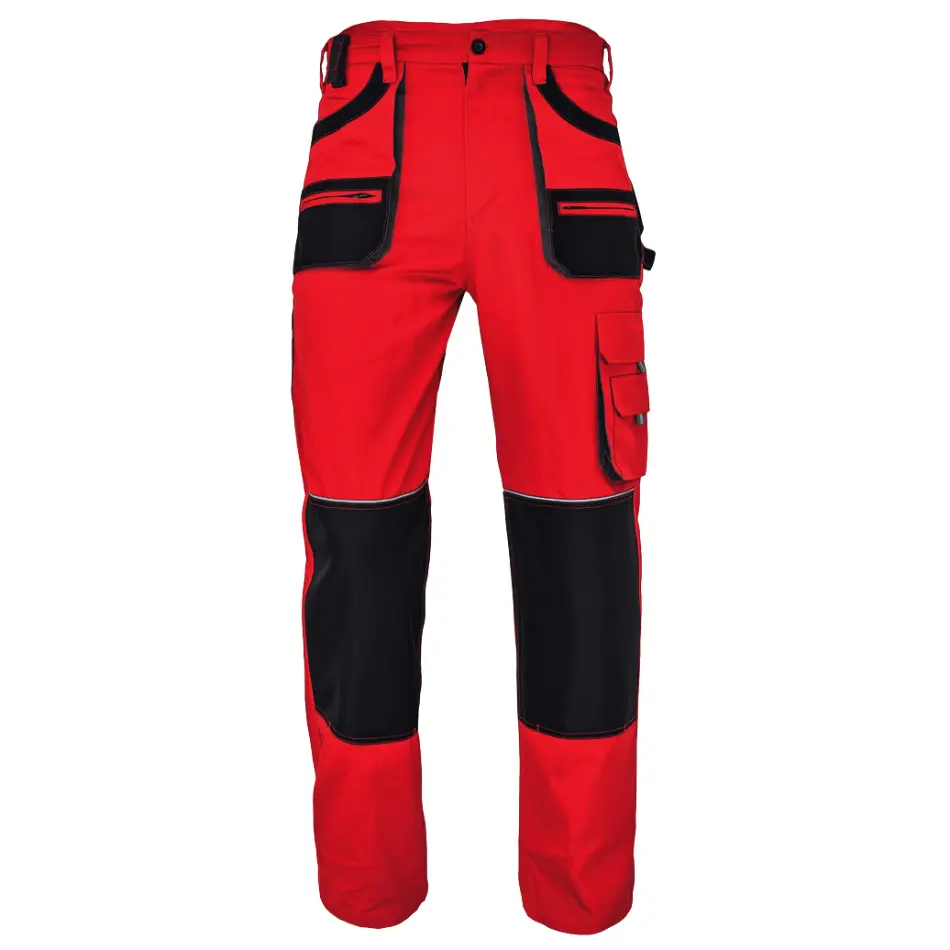 CARL Pantaloni bicolori, multi-buzunare Rosu-Negru