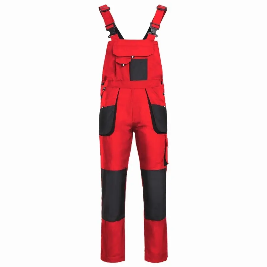 KASTOR Pantaloni cu pieptar Rosu-Negru