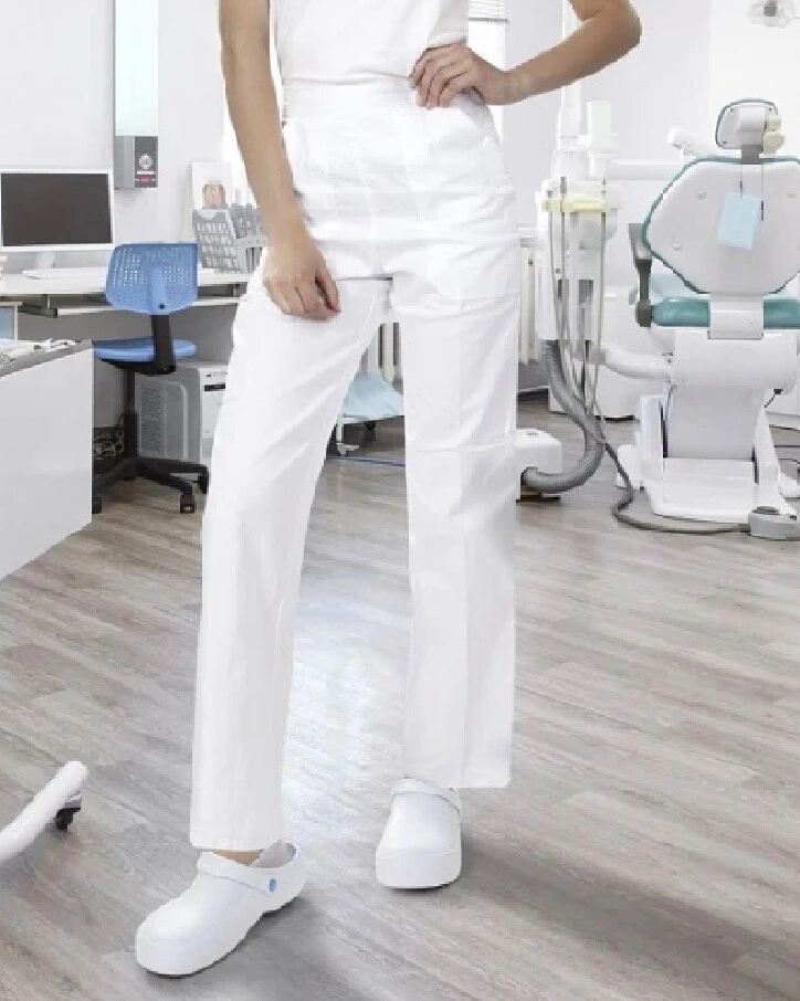 Pantaloni uz sanirtar, alimentar SANDER 100% bumbac, 190 g/m² Dama alb