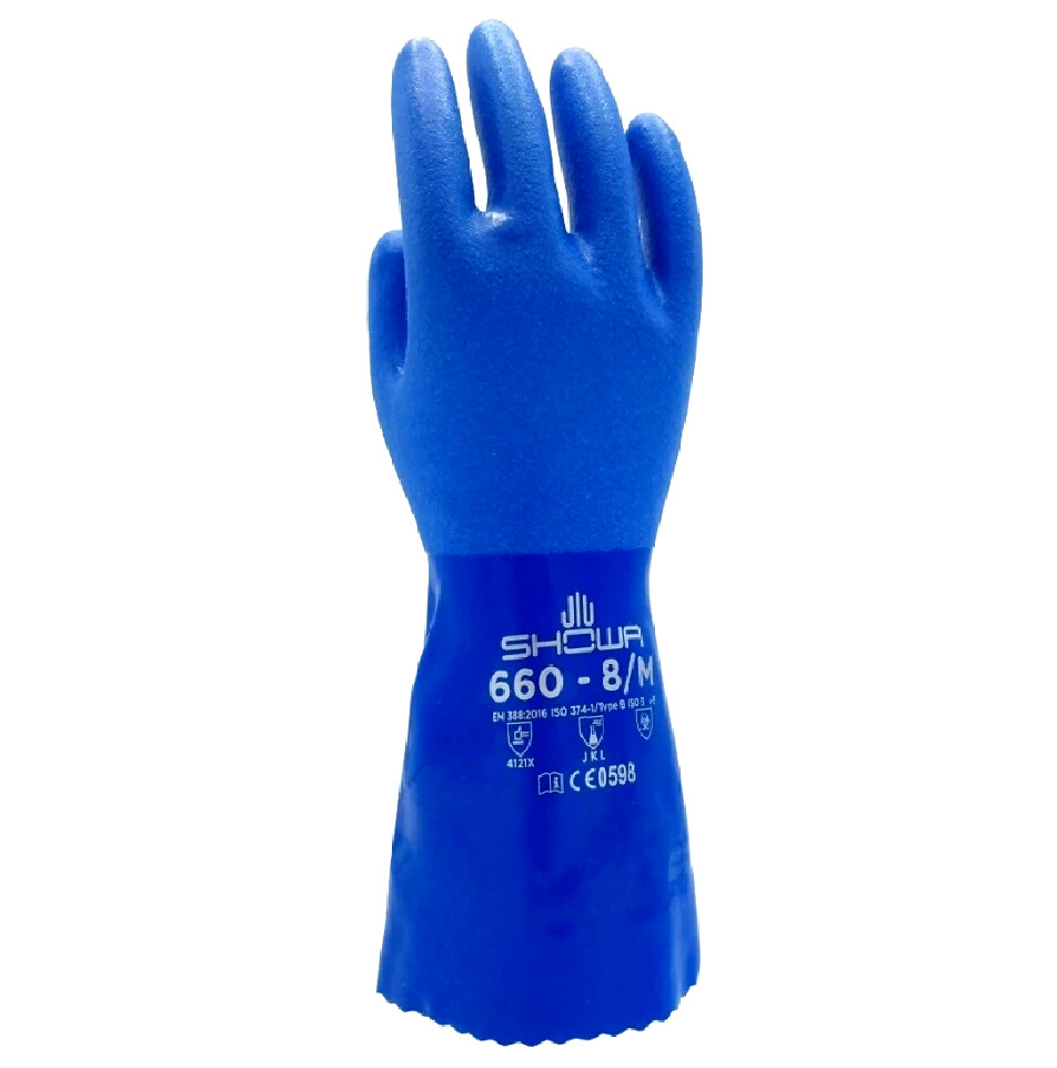 Mănuși chimice bumbac/PVC scufundate, SHOWA 660