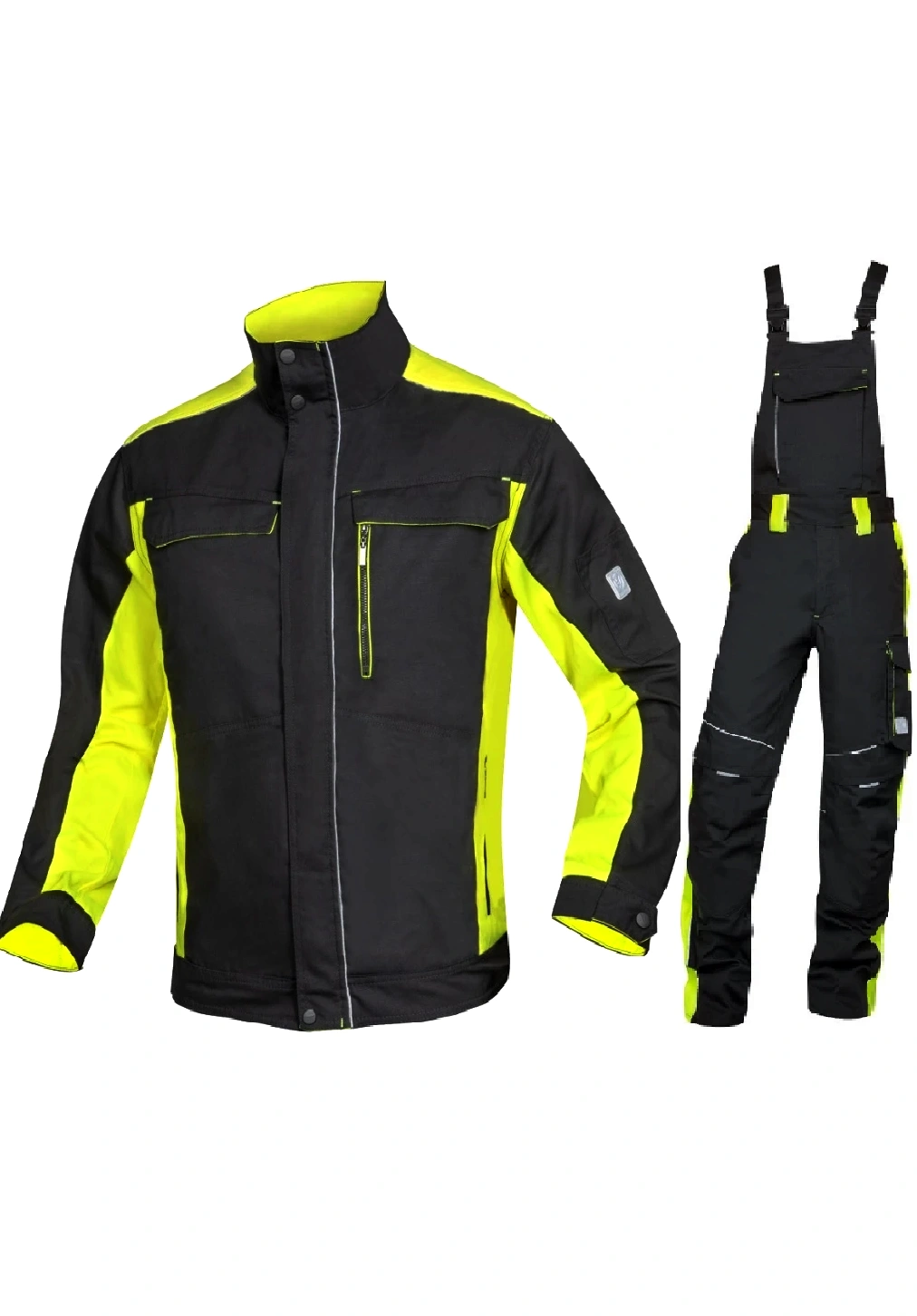 NEON ARDON Costum de iarnă cu pantaloni pieptar negru-galben
