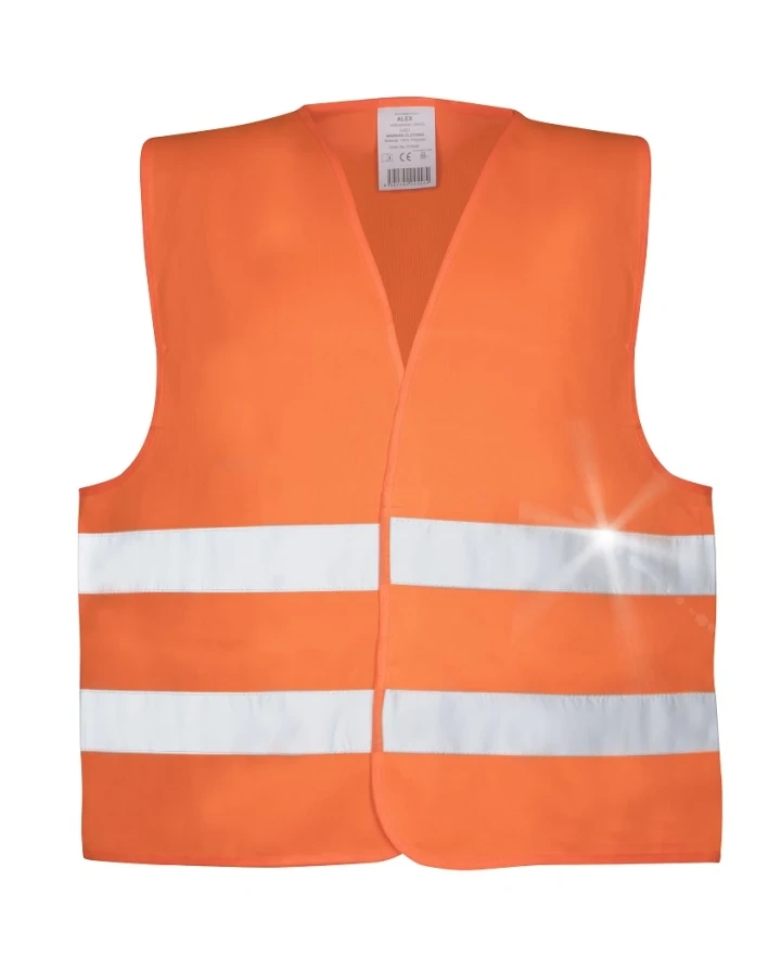 Vestă Reflectorizantă ALEX Marcaj CE Oeko-Tex Norma EN 20471 Portocaliu