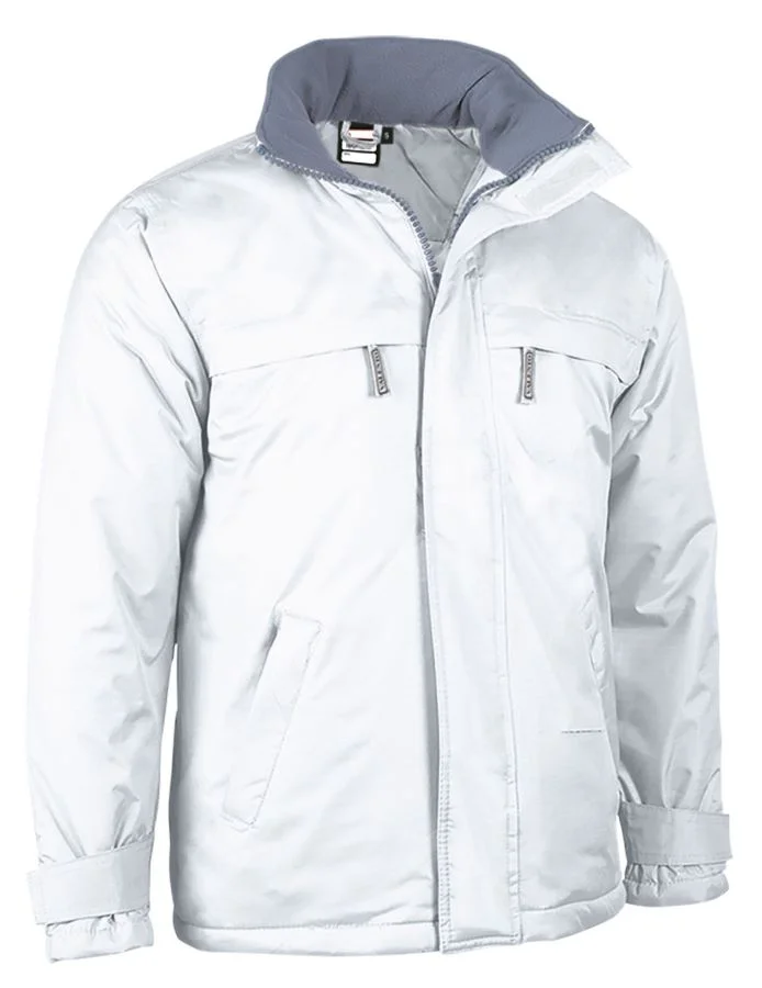 BOREAL ALB Parka Unisex impermeabilă cu glugă retractabilă