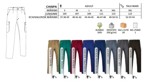 chispa pantaloni bumbac multi buzunare albastru azuriu