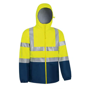 jachetă ploaie impermeabila tornado high vis, cert. oeko tex, matlasata, galben fluorescent bleumarin orion