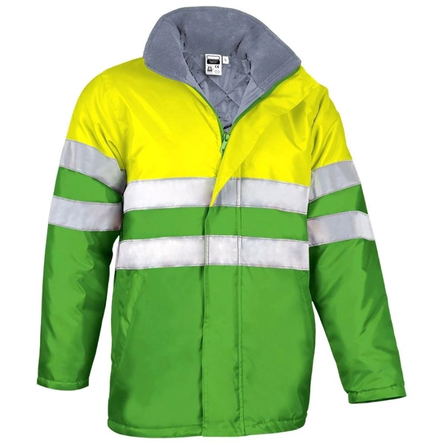 Jachetă Parka cu Gluga TRAFFIC, High-Vis Marcaj CE Oeko-Tex, matlasata termic, impermeabila,  Galben fluorescent-Verde mar