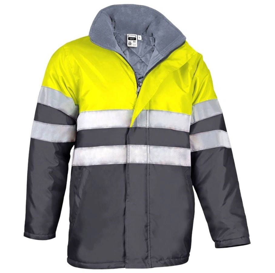 Jachetă Parka cu Gluga TRAFFIC, High-Vis Marcaj CE Oeko-Tex, matlasata termic, impermeabila,  Galben fluorescent-Gri