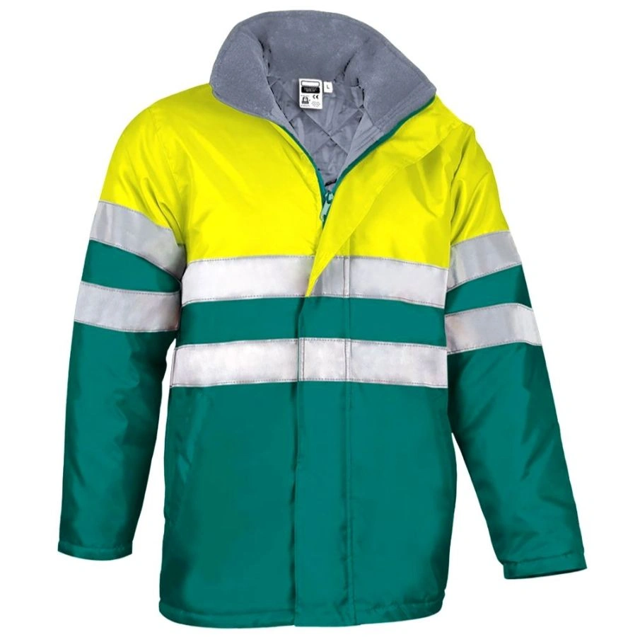 Jachetă Parka cu Gluga TRAFFIC, High-Vis Marcaj CE Oeko-Tex, matlasata termic, impermeabila, Galben fluorescent-Verde amazonic
