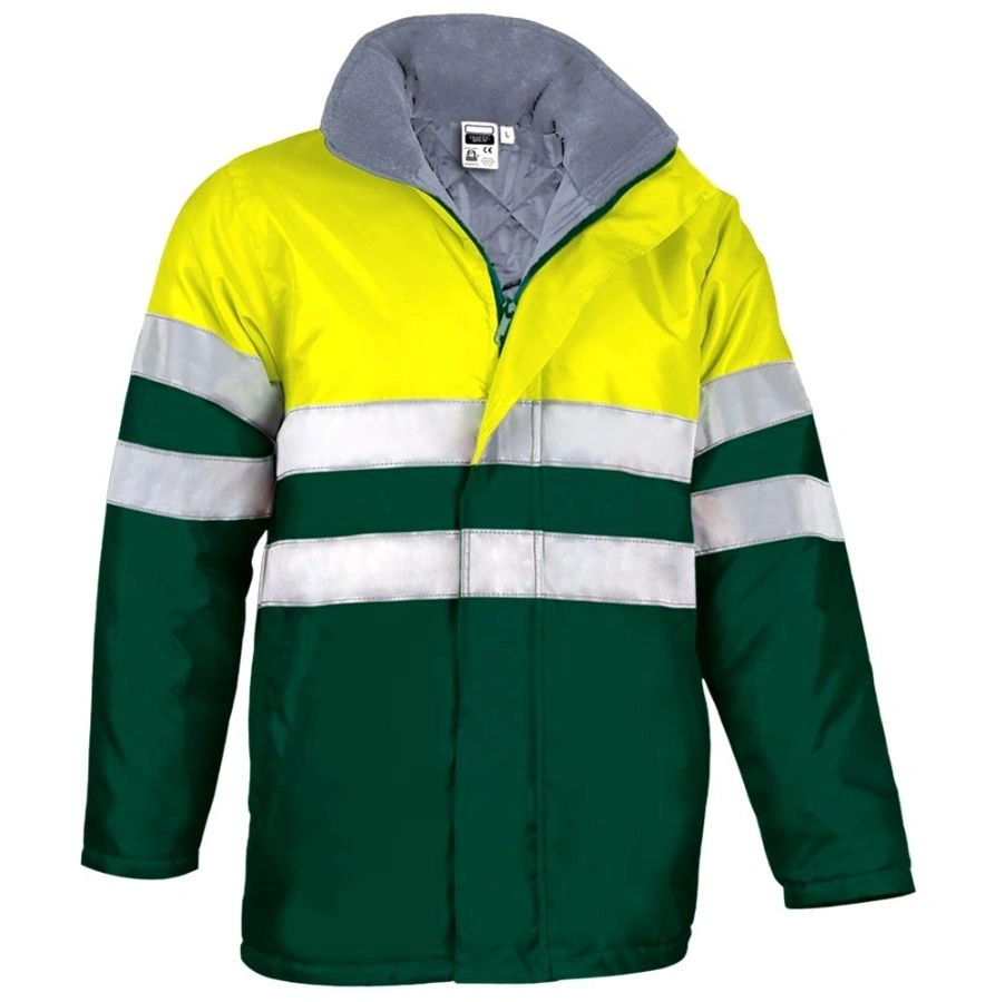Jachetă Parka cu Gluga TRAFFIC, High-Vis Marcaj CE Oeko-Tex, matlasata termic, impermeabila,  Galben fluorescent-Verde sticla