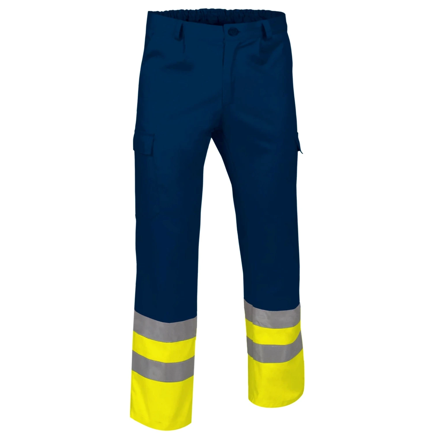 Pantaloni Reflectorizanți TRAIN – multibuzunare, bicolor, Galben fluorescent-Bleumarin orion