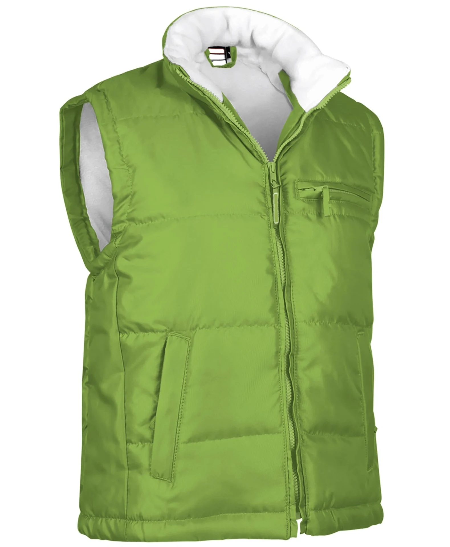 MONTANA Vesta vătuită extratermic, cu căptușeală din fleece, impermeabila, bicolora. Verde mar-Alb