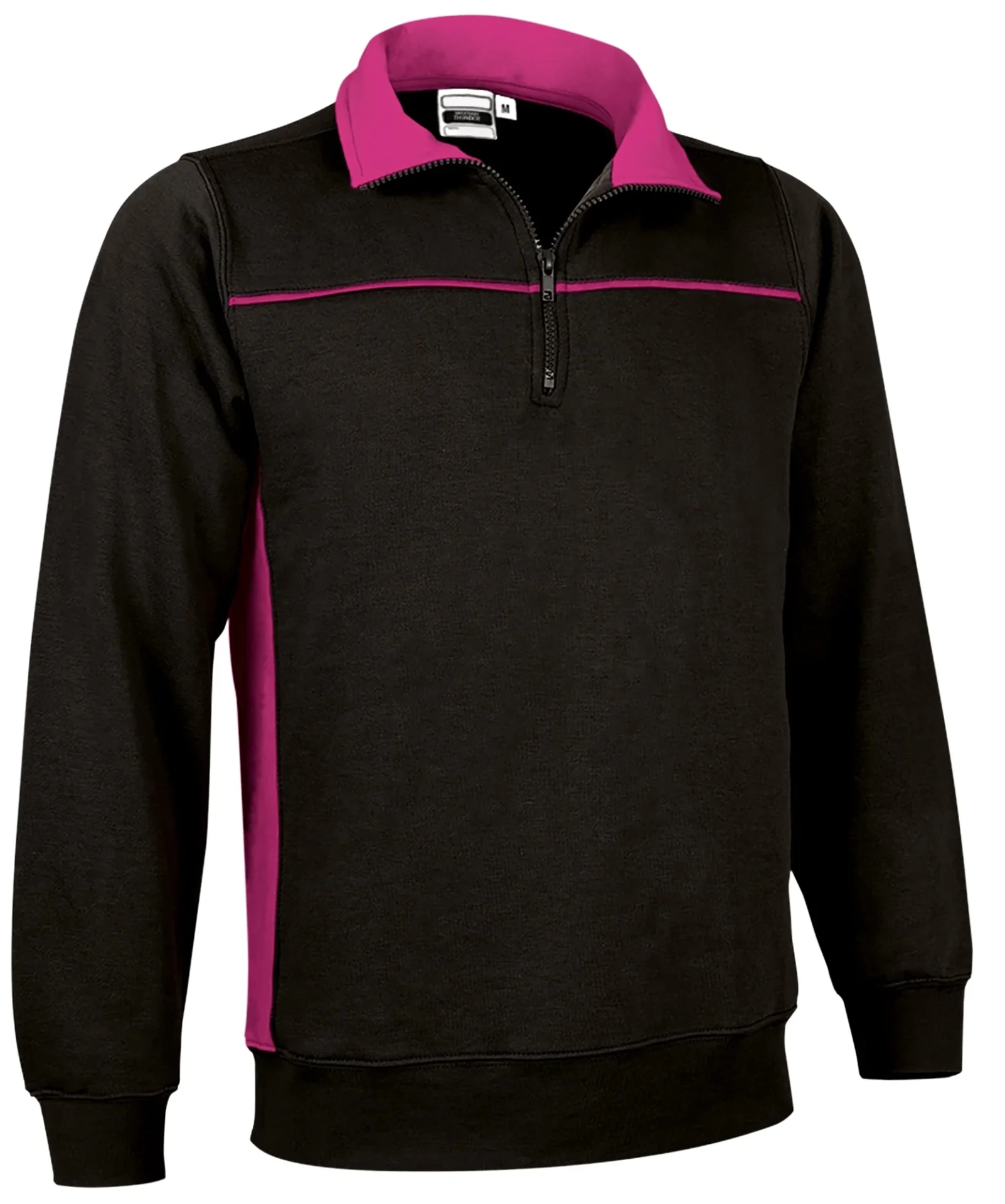 THUNDER Hanorac bicolor cu fermoar scurt Negru-roz magenta