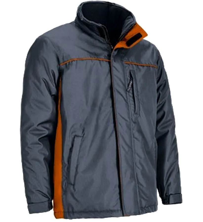 THUNDER Jachetă parka de lucru impermeabilă, bicolor, cu glugă ascunsă, Gri-Portocaliu