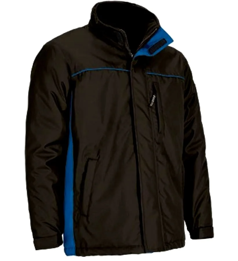 THUNDER Jachetă parka de lucru impermeabilă, bicolor, cu glugă ascunsă, Negru-Albastru royal