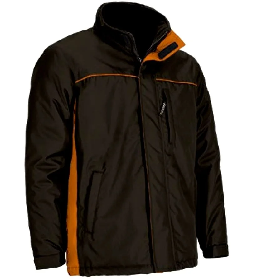 THUNDER Jachetă parka de lucru impermeabilă, bicolor, cu glugă ascunsă, Negru-Portocaliu