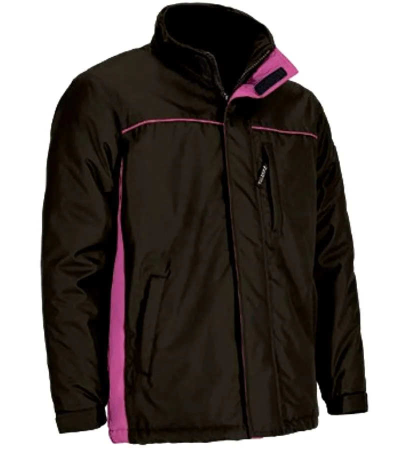 THUNDER Jachetă parka de lucru impermeabilă, bicolor, cu glugă ascunsă, Negru-Roz magenta
