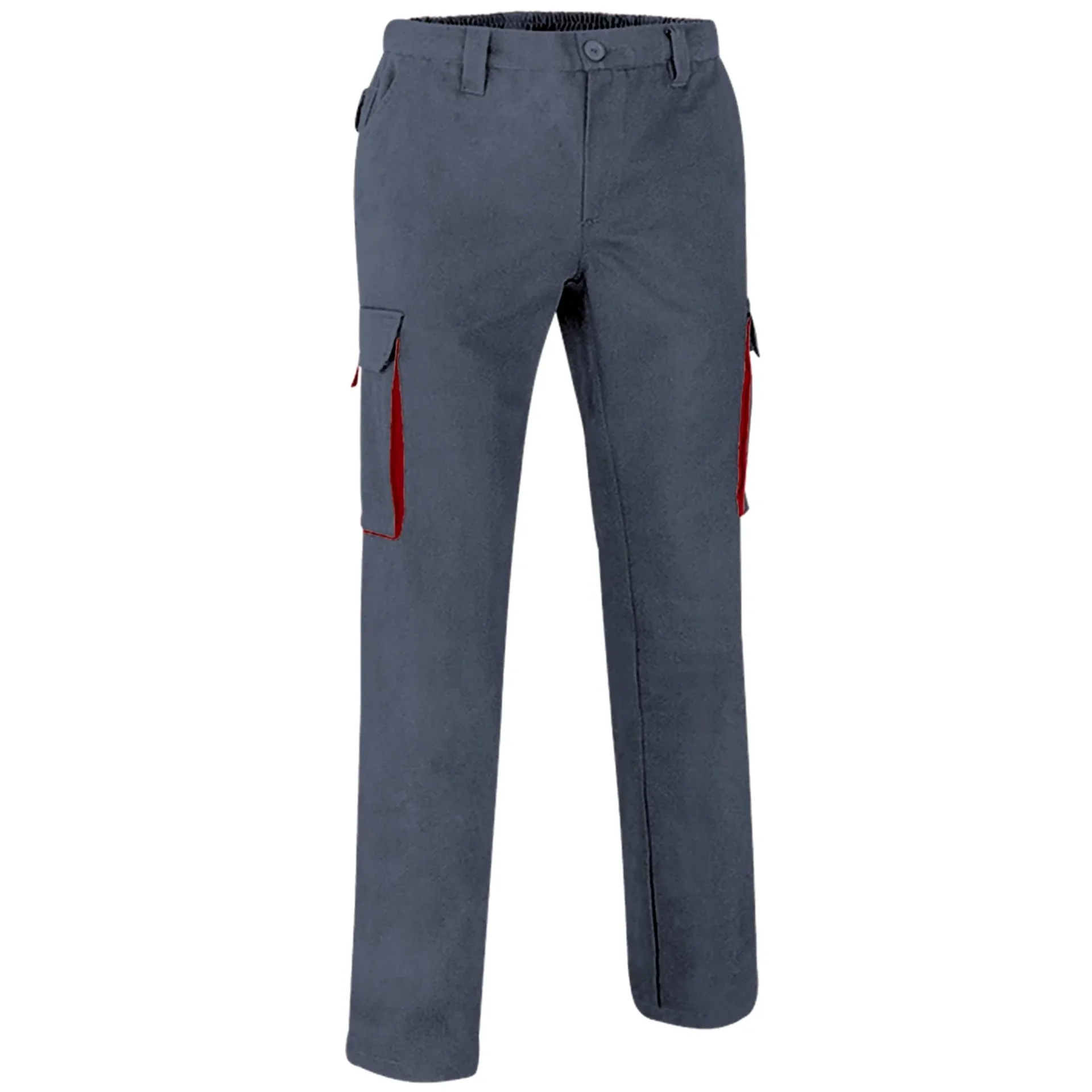 Pantaloni lucru bicolor Thunder multi-buzunare | Twill 250g /mp, Gri-Rosu lotus - 3XL