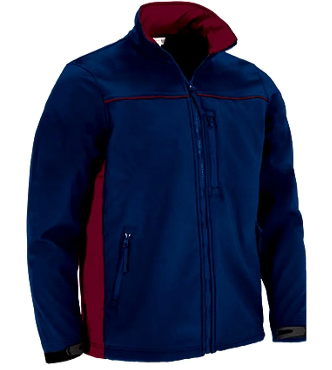 THUNDER Jachetă softshell bicolor cu trei buzunare, Bleumarin-Grena mahon