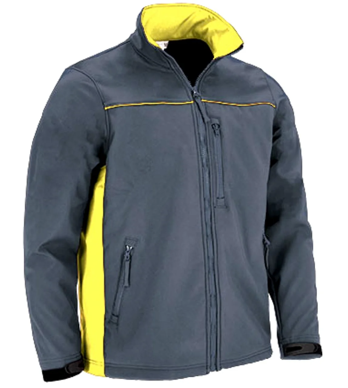 THUNDER Jachetă softshell bicolor cu trei buzunare, Gri-Galben