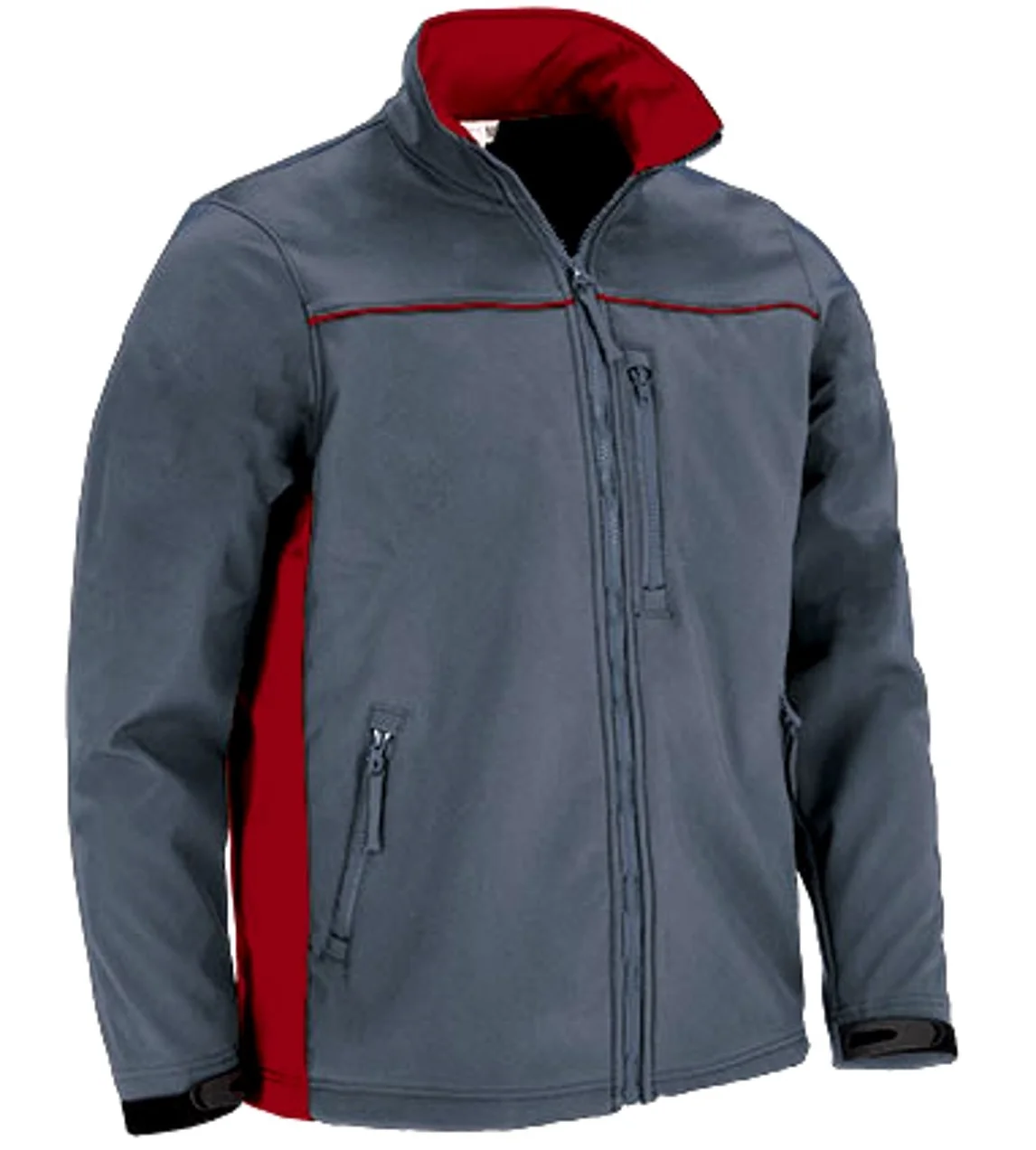 THUNDER Jachetă softshell bicolor cu trei buzunare, Gri-Rosu lotus