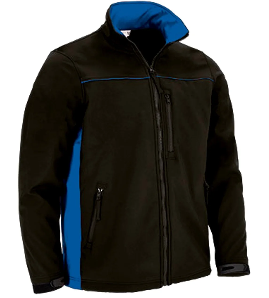THUNDER Jachetă softshell bicolor cu trei buzunare, Negru-Albastru royal