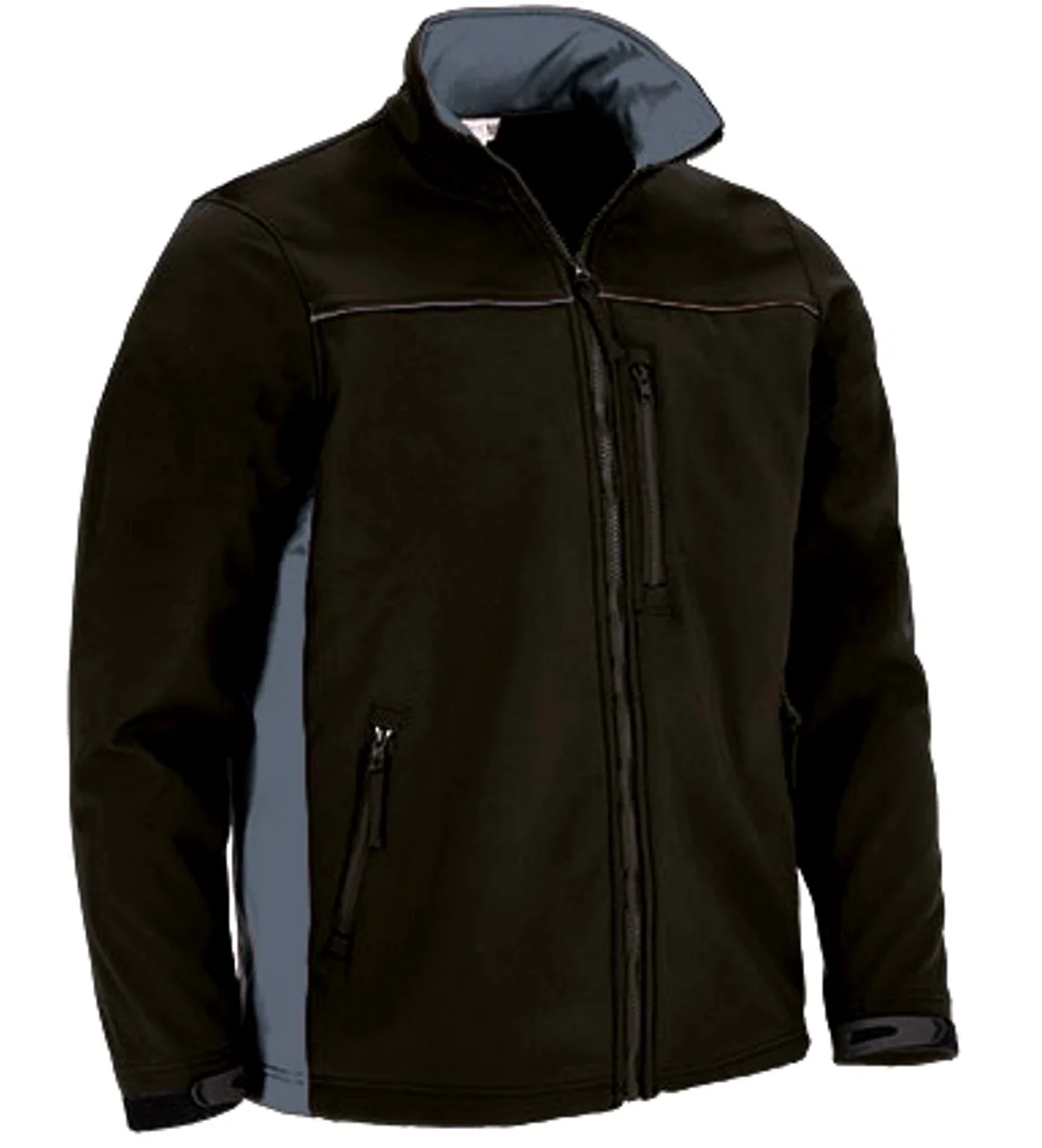 THUNDER Jachetă softshell bicolor cu trei buzunare, Negru-gri