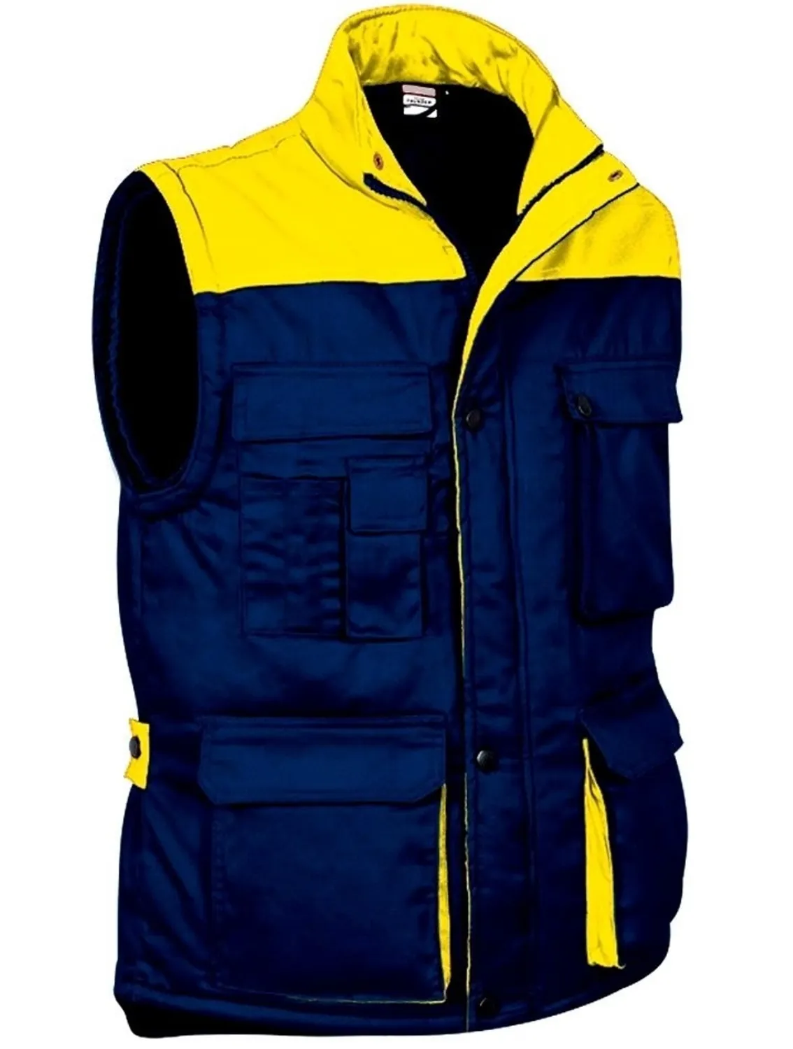 THUNDER Vestă matlasata termic, multi-buzunare, bicolora, Bleumarin-Galben lemon