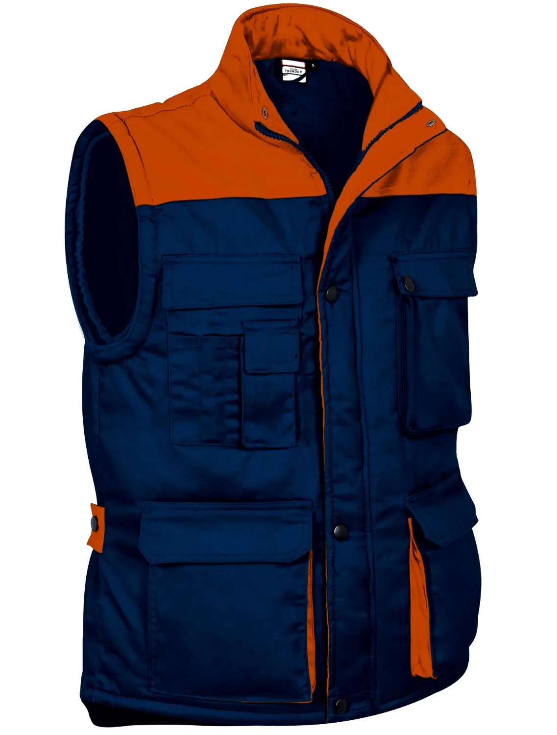 THUNDER Vestă matlasata termic, multi-buzunare, bicolora, Bleumarin-Portocaliu