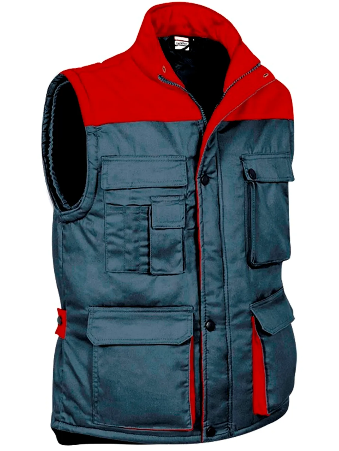 THUNDER Vestă matlasata termic, multi-buzunare, bicolora, Gri-Rosu lotus