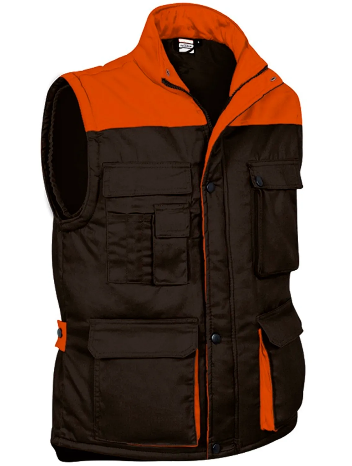 THUNDER Vestă matlasata termic, multi-buzunare, bicolora, Negru-Portocaliu