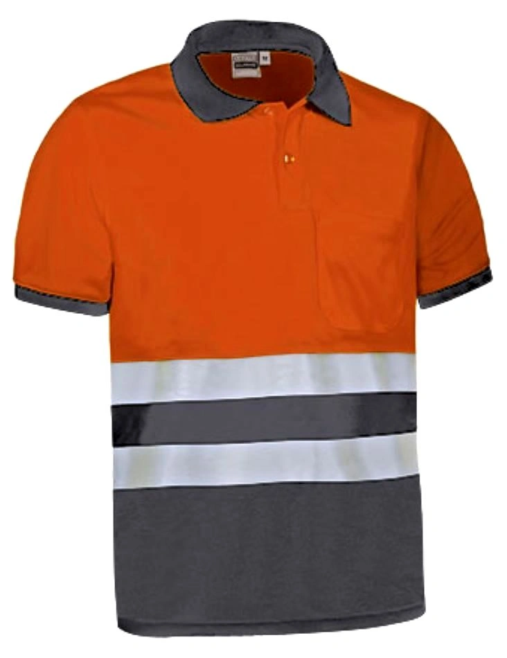 DELAWARE Tricou polo bicolor de Înaltă Vizibilitate Portocaliu fluorescent-Gri inchis