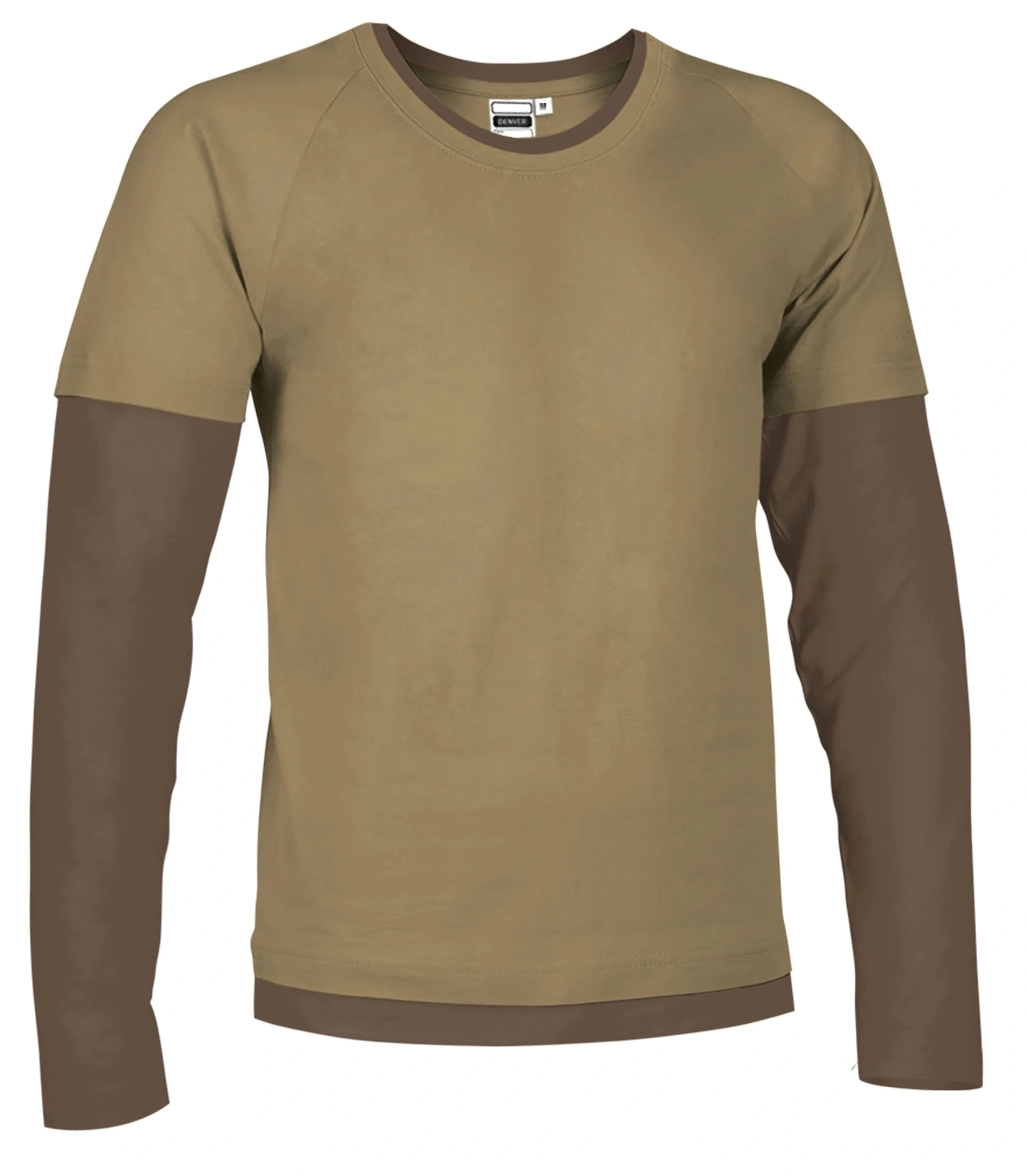 DENVER Tricou ML bicolor Kamel-Maro ciocolata