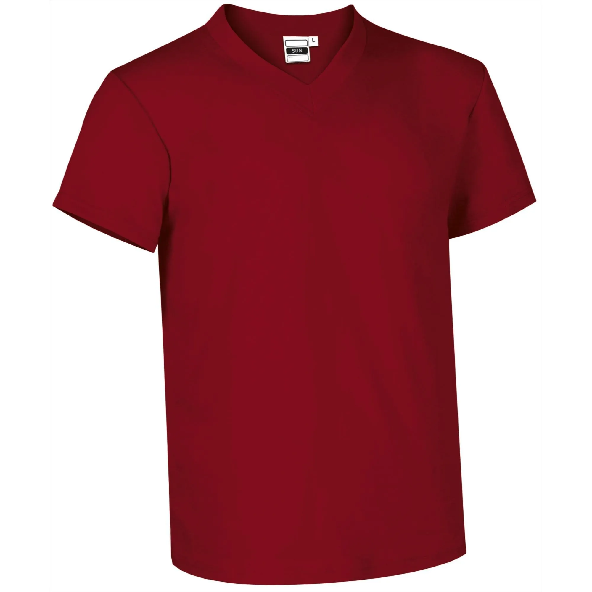 SUN  V-neck 160g Tricou Bumbac Rosu lotus