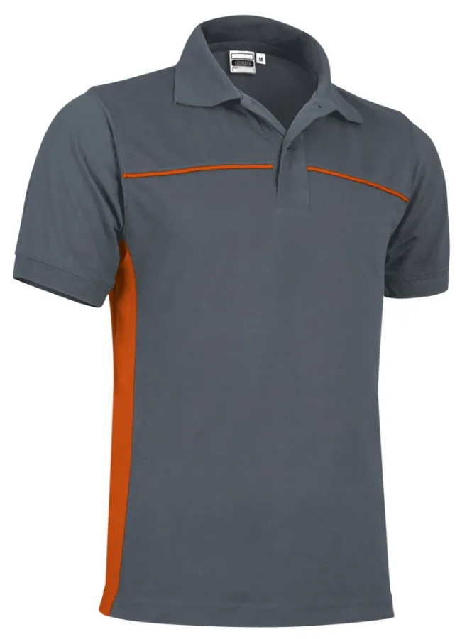 Tricou Polo THUNDER Bicolor bbc/Pe 220g, Premium CE Oeko-Tex, Gri-Portocaliu party