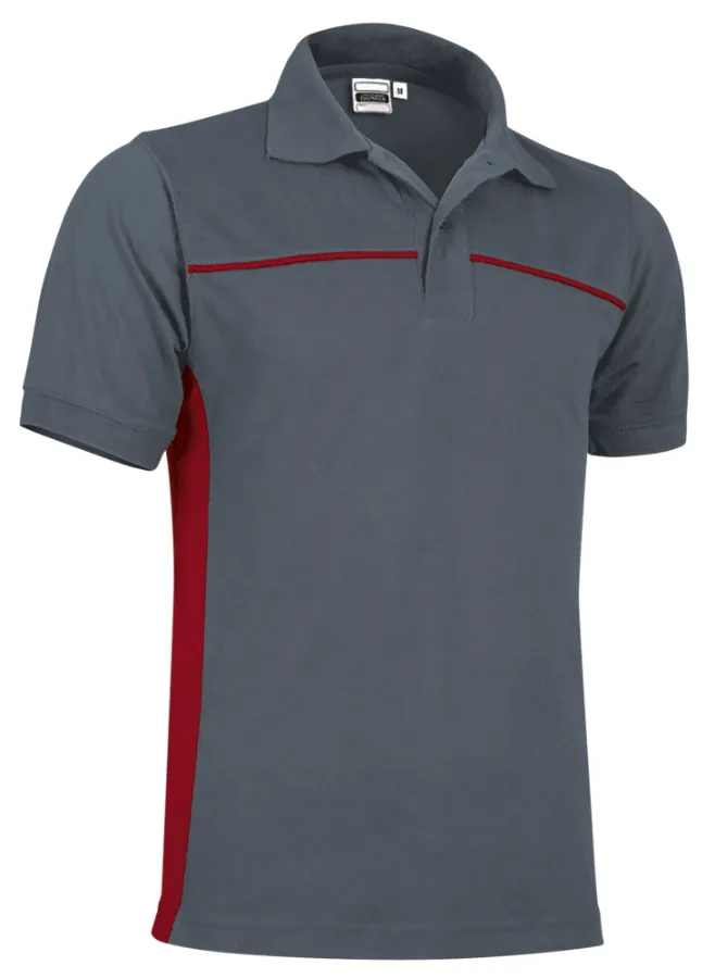 Tricou Polo THUNDER Bicolor bbc/Pe 220g, Premium CE Oeko-Tex, Gri-Rosu lotus