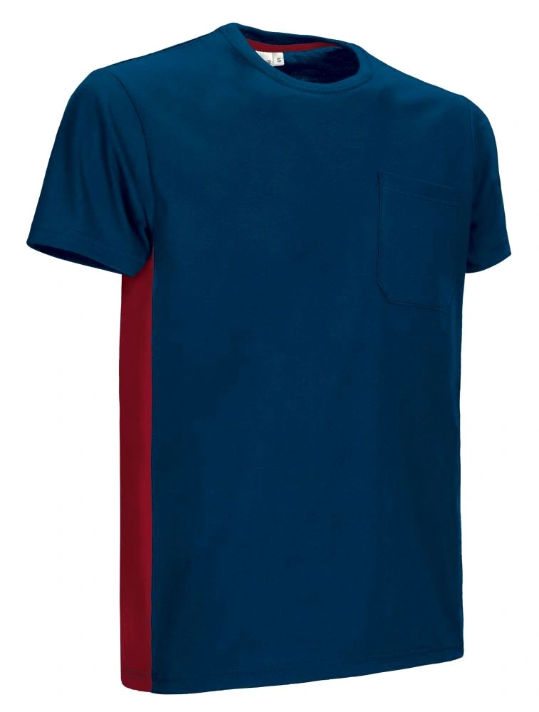 THUNDER Tricou bicolor cu buzunar Bleumarin orion-Rosu lotus