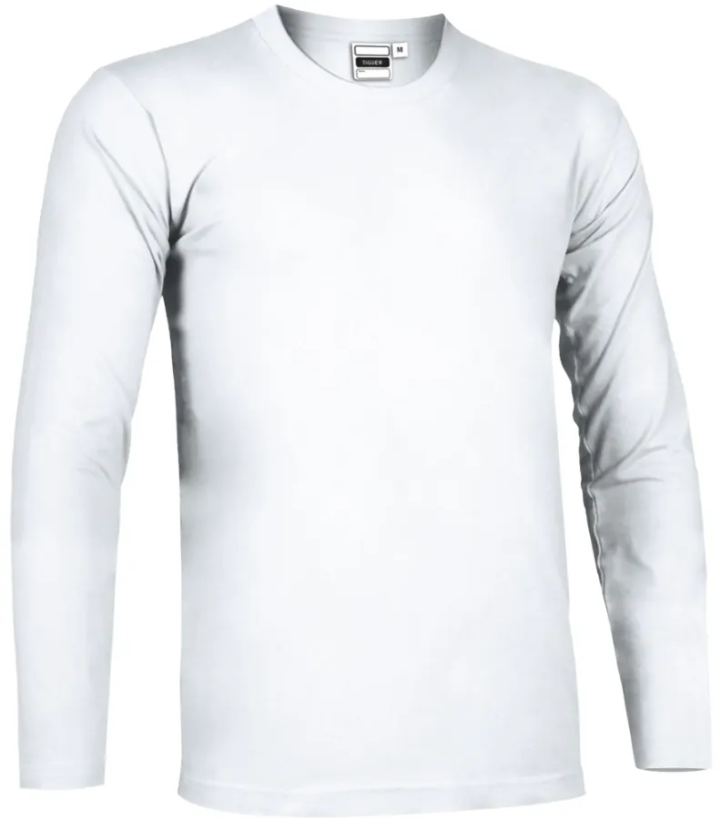 Tricou Unisex TIGER Bumbac 100%, 160g - mânecă lungă fara manseta Alb