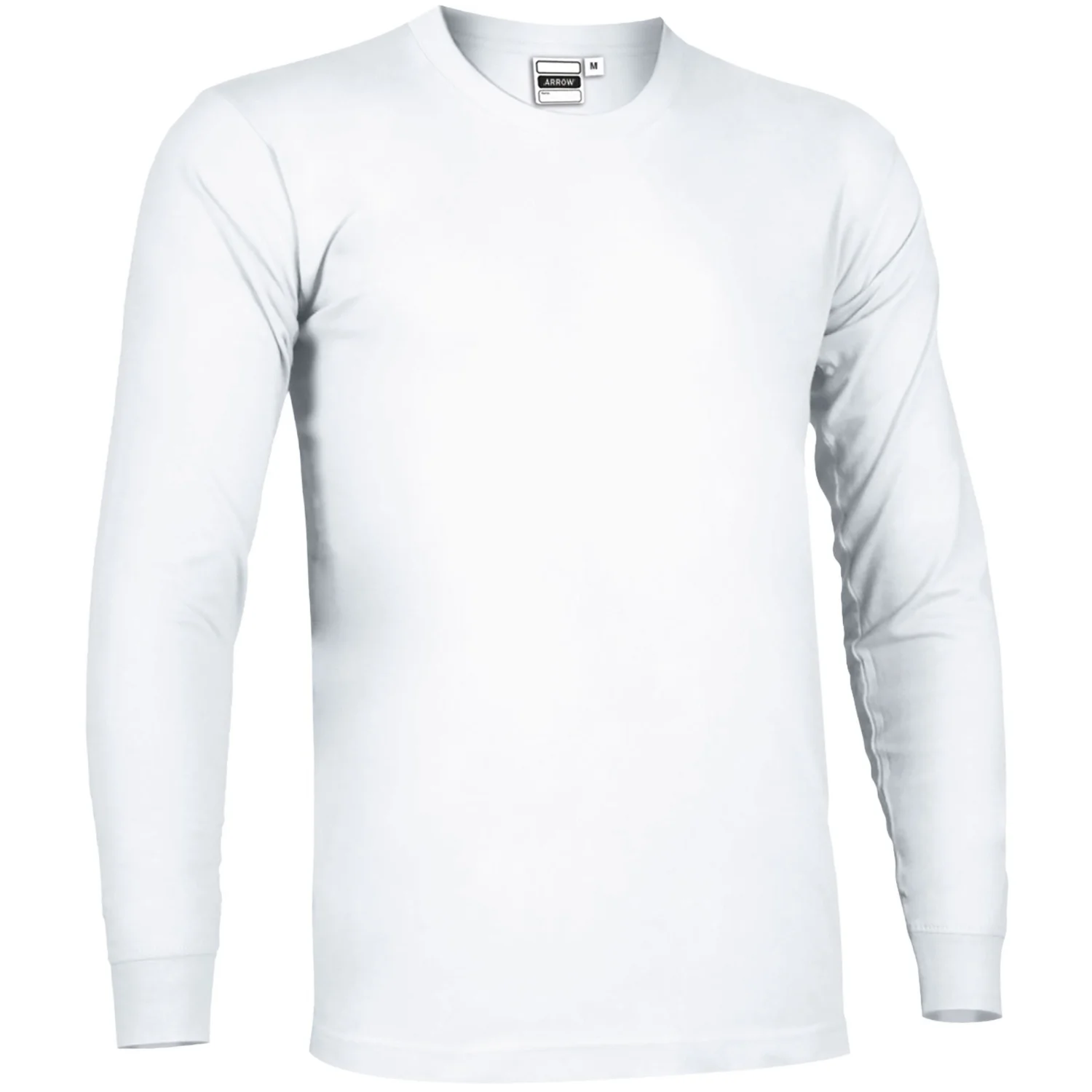 Tricou Copii ARROW Bumbac 100%, 160g - Mânecă lunga, manseta, Alb