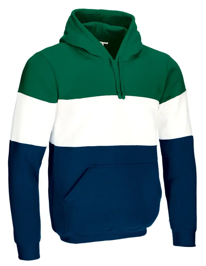 VARISITY Hanorac tricolor cu glugă si buzunar Verde kelly-Alb-Bleumarin