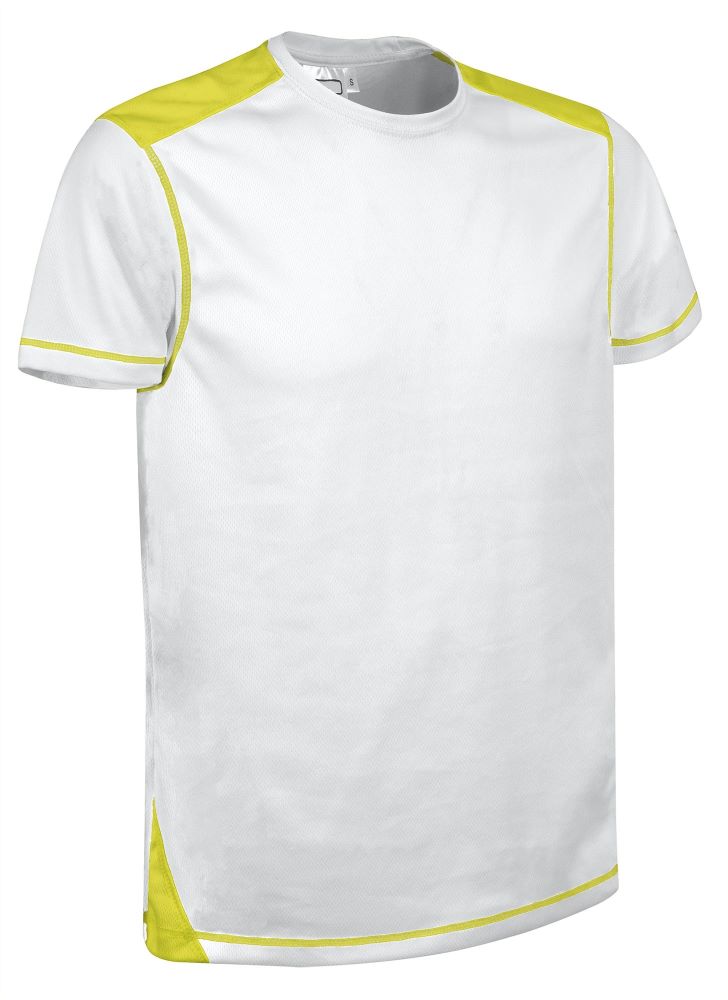 BRICKPLUS Tricou sport tehnic bicolor Alb-Galben fluorescent