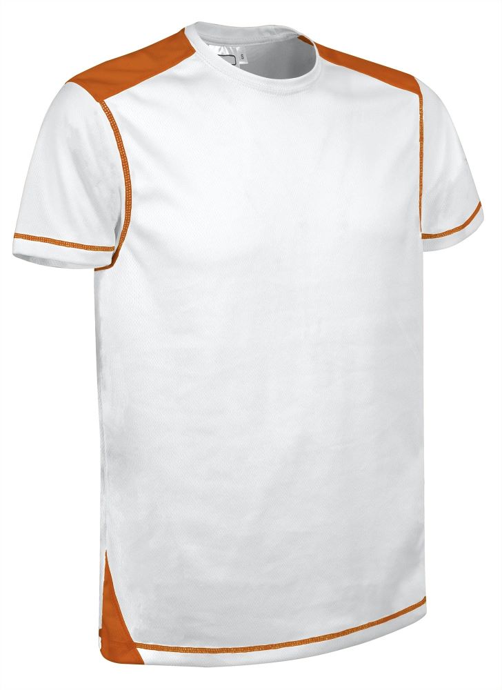 BRICKPLUS Tricou sport tehnic bicolor Alb-Portocaliu fluorescent
