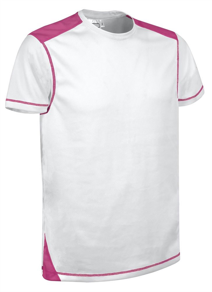 BRICKPLUS Tricou sport tehnic bicolor Alb-Roz magenta