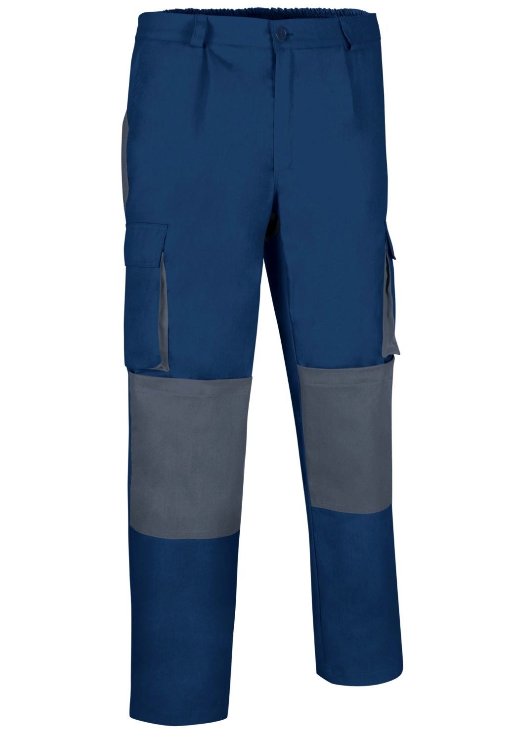 DARKO Pantaloni multi buzunare, cu design bicolor si tricolor Albastru met-Gri
