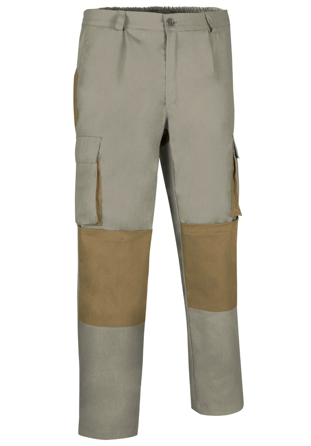 DARKO Pantaloni multi buzunare, cu design bicolor si tricolor Bej nisip-Maro kamel