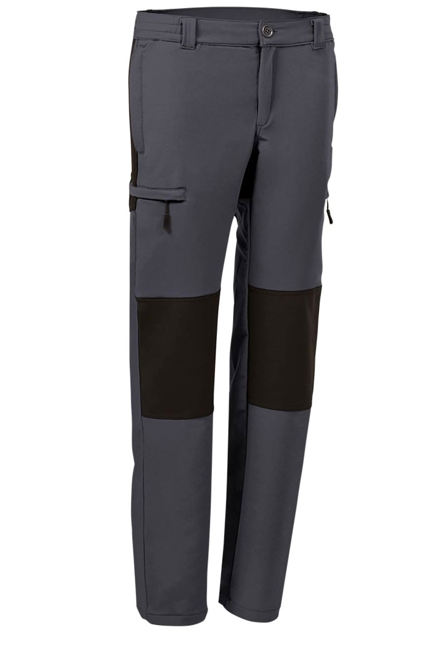 DATOR Pantaloni bi-stretch, multi-buzunare, bicolor Gri inchis-Negru