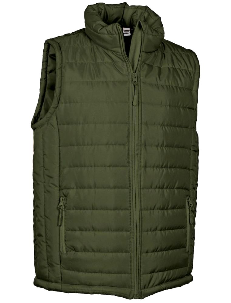FRANK Vesta vatuita cu buzunare, material hidrofug Verde militar